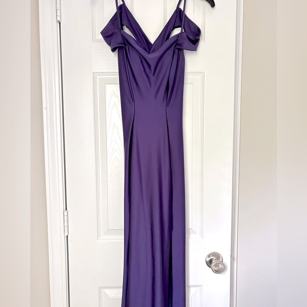 Elegant Cross Back Purple Dress